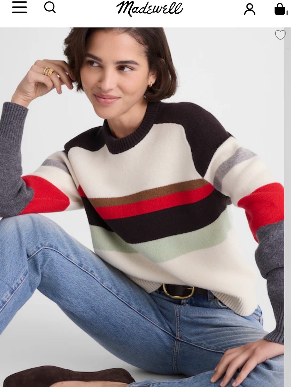 Madewell NWT Raglen-sleeve Colorblock Merino Wool Sweater
